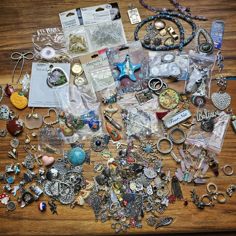 Jewelry Making Craft Supplies Lot Charms Stone Beads Pendants